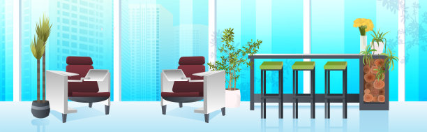 现代橱柜内饰空无人办公，家具水平图片下载