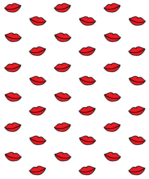 矢量无缝图案的红色手绘涂鸦素描女人的嘴唇图片下载