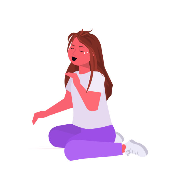 不快乐的小女孩哭童年概念女性卡通人物全长图片下载