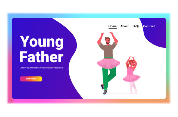 父亲和女儿穿着粉红色的裙子，像芭蕾舞演员一样跳舞图片下载