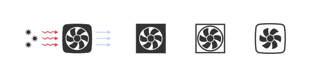 空气净化器图标。图标的概念。空气再循环可以让你免受冠状病毒感染。杀菌空气再循环辐照器。矢量图图片下载