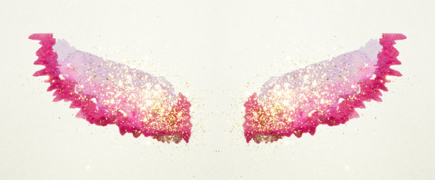 金色闪粉抽象水彩翅膀在复古的颜色。图片下载