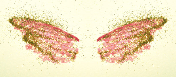 金色闪粉抽象水彩翅膀在复古的颜色。图片下载