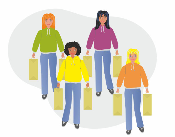 带包的年轻女孩矢量插画图片下载