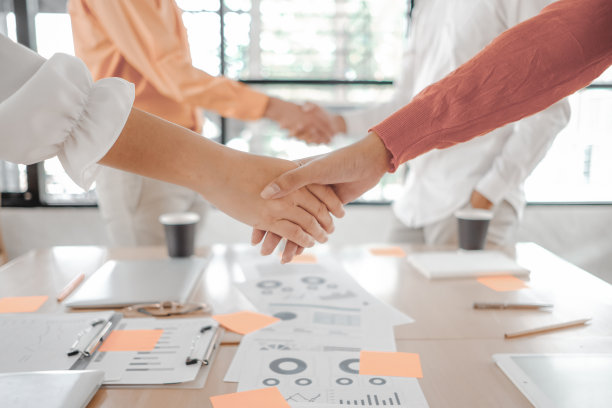 商务人士同意处理商务项目，商务人士握手商务合同，商务成功概念“n”图片下载