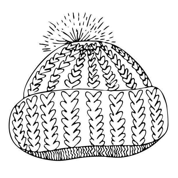 温暖的针织帽子与绒球元素涂鸦图片下载