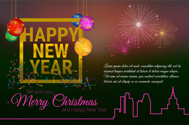 节日城市圣诞贺卡模板图片下载