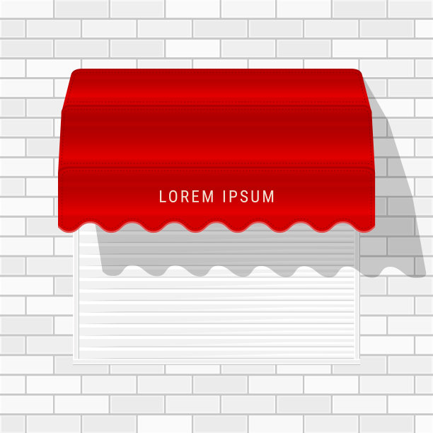 红色经典窗篷为商店咖啡厅图片下载