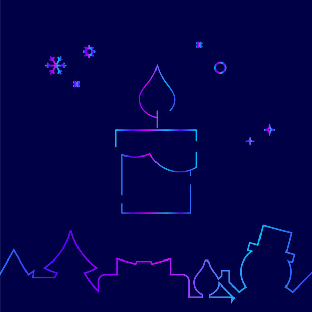 燃烧的圣诞蜡烛线图标象征图片下载