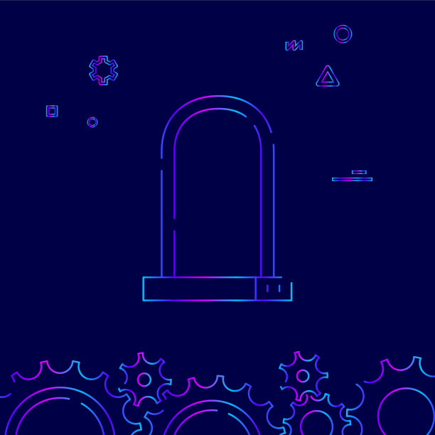 自行车或自行车锁线图标符号象形图图片下载