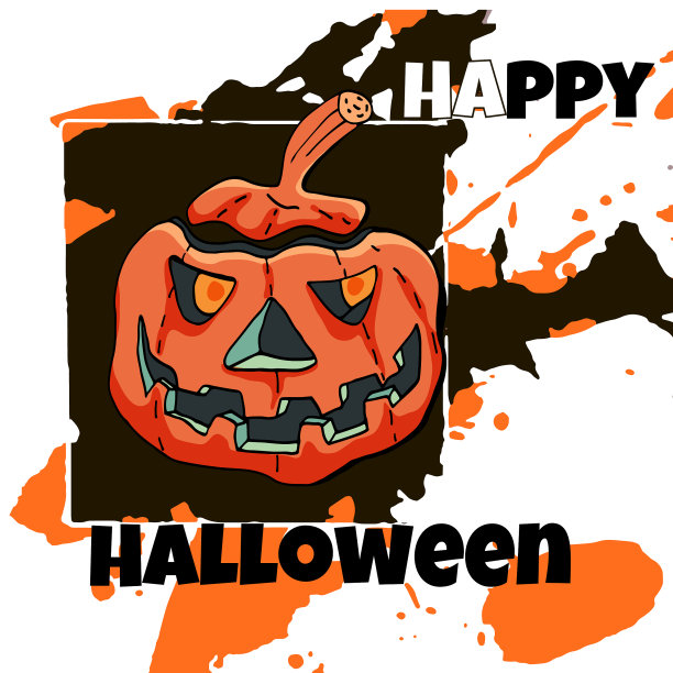 万圣节卡片生气的杰克o灯笼图片下载