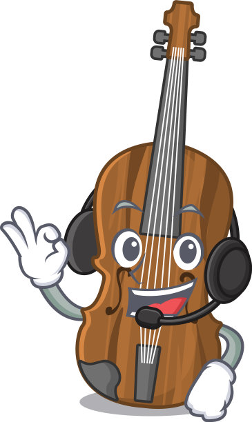 笑脸小提琴卡通人物设计穿着图片下载