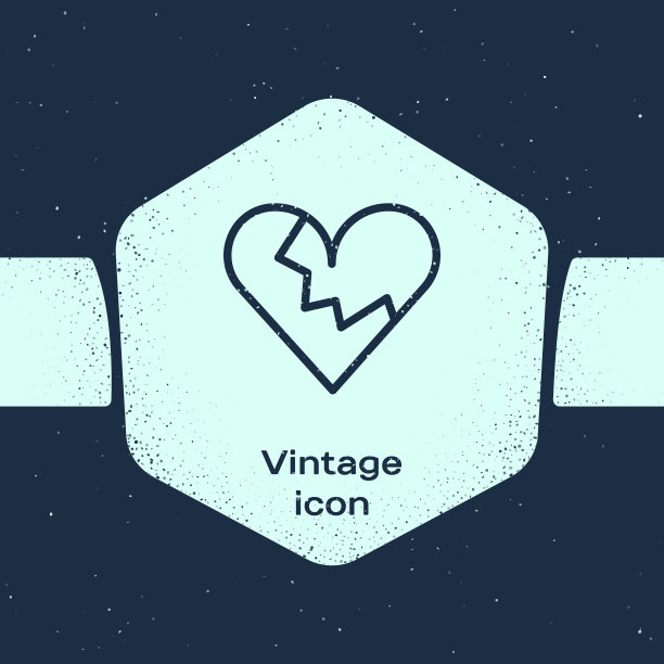 Grunge线破碎的心或离婚偶像孤立图片下载