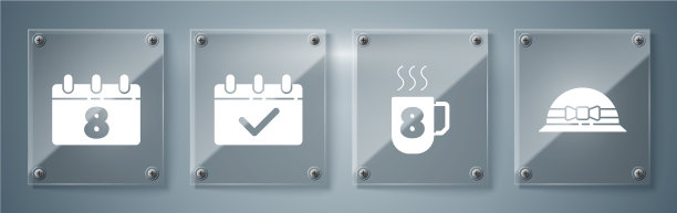 设置优雅的女士帽咖啡杯与3月8日图片下载