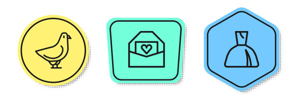 设线鸽子信封与情人心图片下载