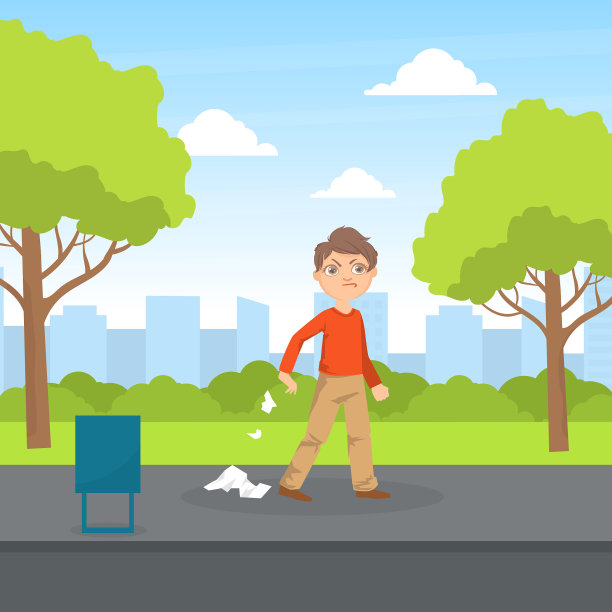 恃强凌弱的男孩在公园乱丢垃圾的孩子好斗图片下载