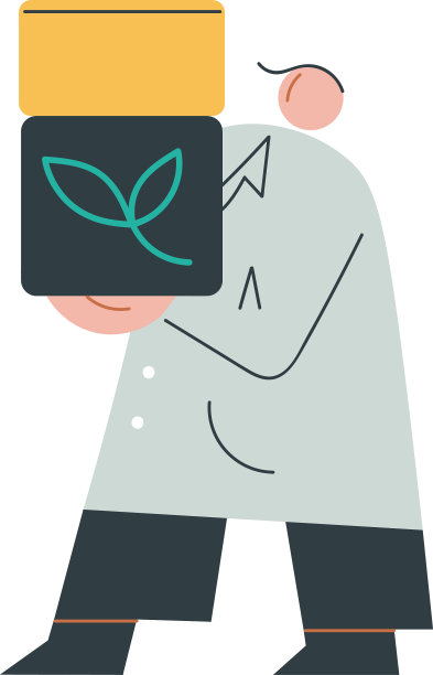 一个农夫搬运着装着植物的箱子图片下载