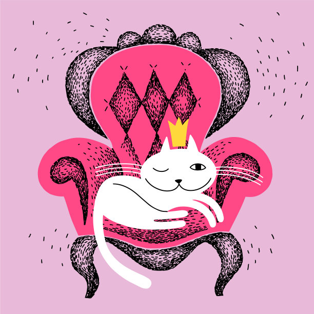 小猫正坐在粉红色的扶手椅上，白色的小猫图片下载