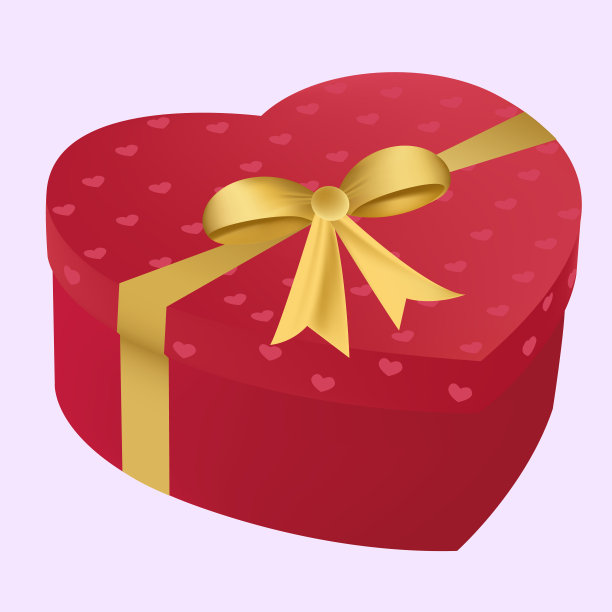 红色的情人节礼物，心形的盒子图片下载