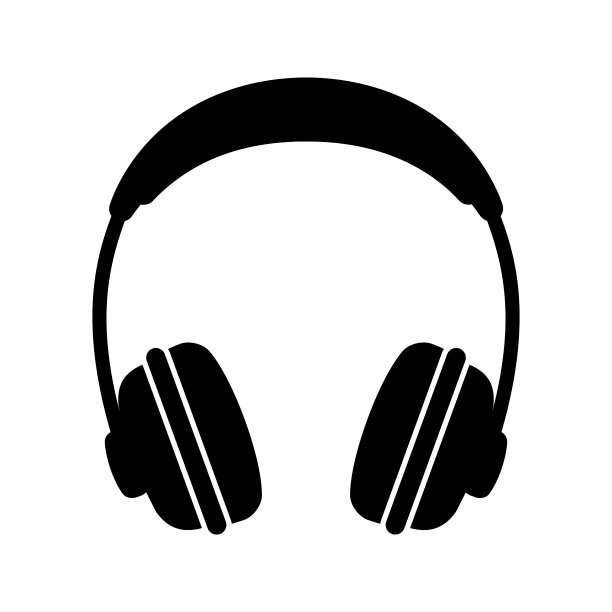 黑色耳机图标隔离在白色背景图片下载