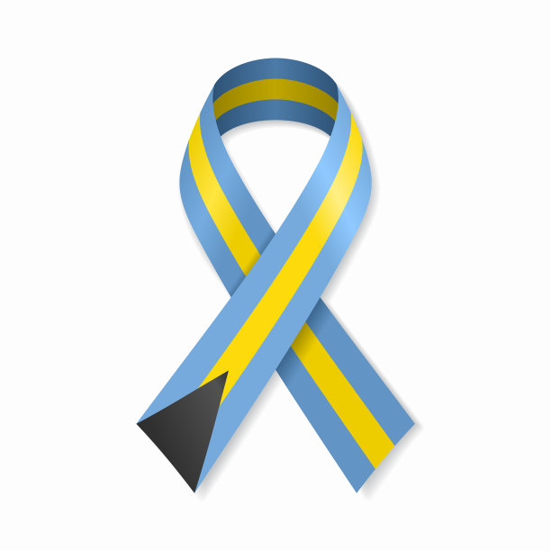 巴哈马国旗条纹，白色背景缎带图片下载