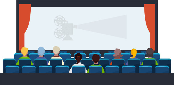 观众坐在电影院的座位上图片下载