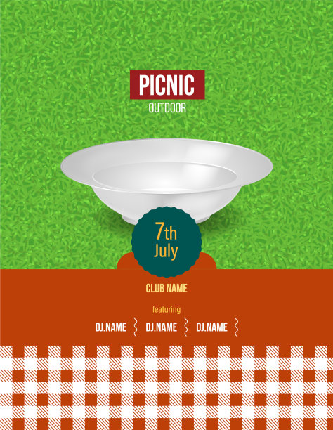 野餐在新鲜空气的夏天邀请海报图片下载