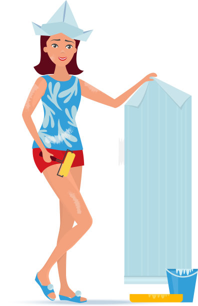 女孩家庭主妇忙着修理房间公寓图片下载