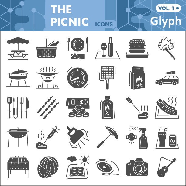 野餐实心标志树立夏季休闲标志图片下载