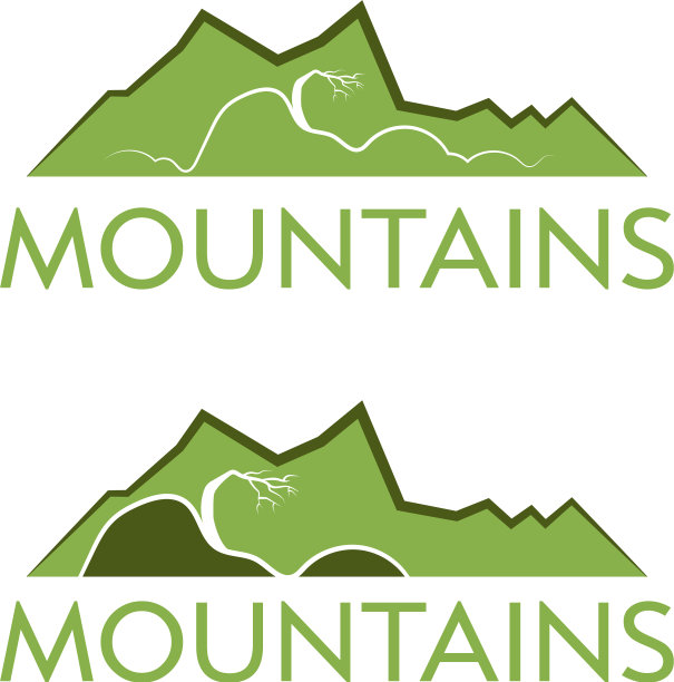 抽象的标志模板山和树图片下载