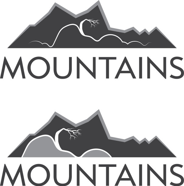 抽象的标志模板山和树图片下载