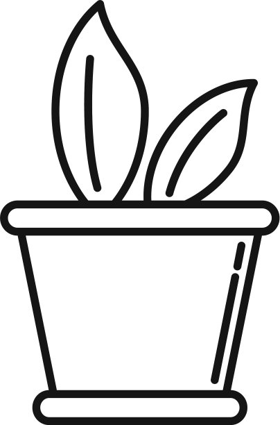 生态花盆图标轮廓风格图片下载