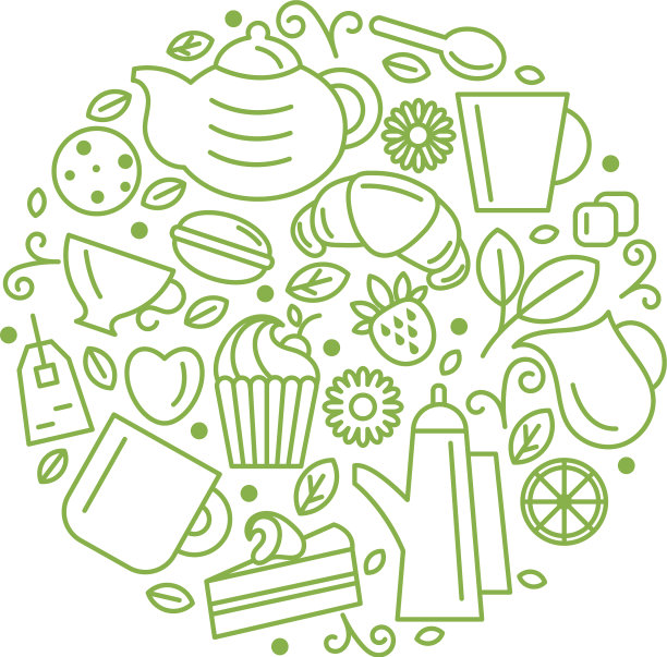 设置茶主题线艺术画图标在圆圈图片下载