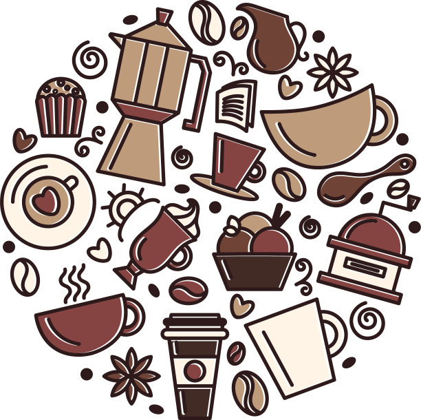 设置咖啡主题线画图标图片下载