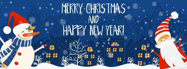 卡通横幅的节日主题与雪人和图片下载