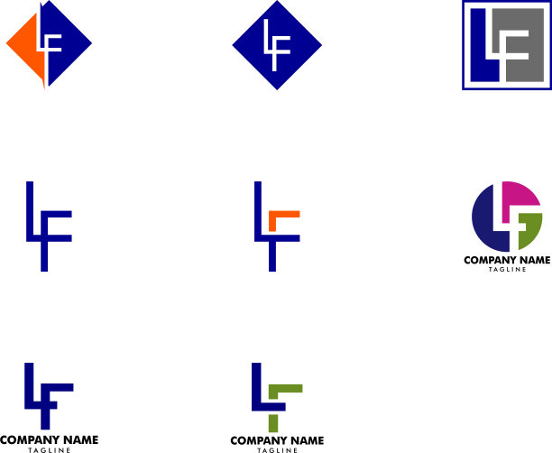 首字母LF logo模板设计集图片下载