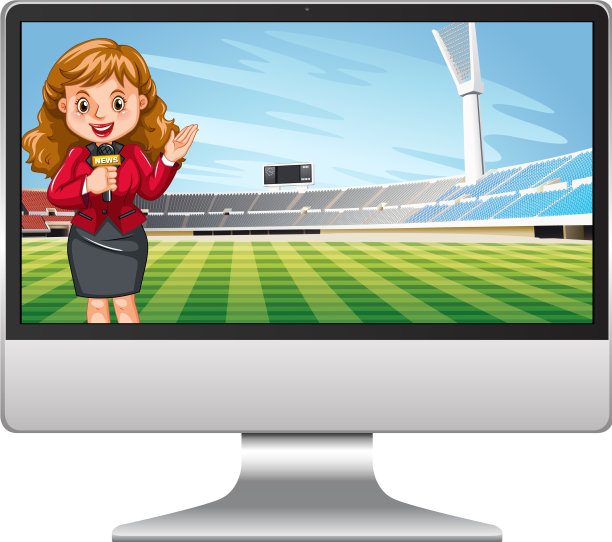 足球比赛的新闻在电脑屏幕上孤立图片下载