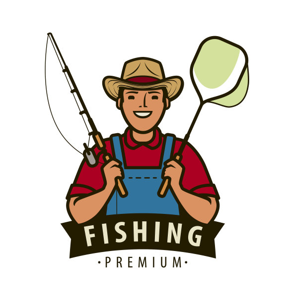 钓鱼者用钓竿标志钓鱼图片下载