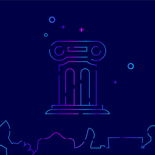 古色古香的柱裙线图标象形符号图片下载