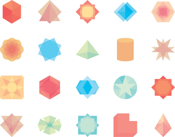 圆形和几何形状图标设置平面样式图片下载