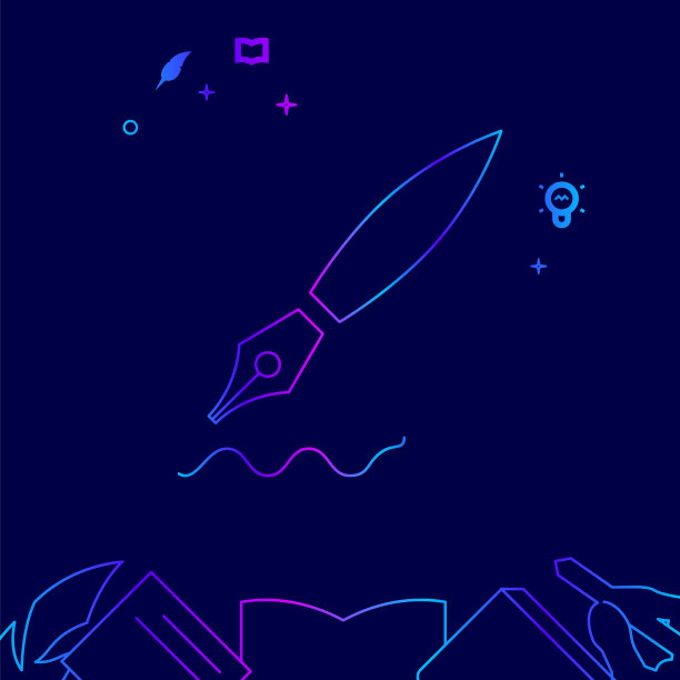 水墨笔线图标在深蓝色的背景图片下载