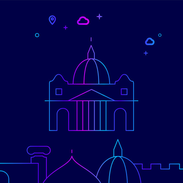 圣彼得大教堂的罗马线形图标为深蓝色图片下载