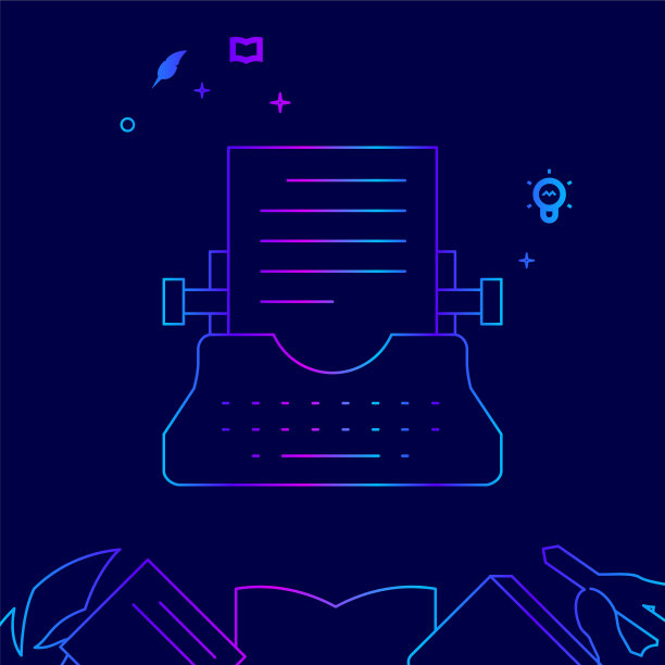 深蓝色背景上的打字机行图标图片下载