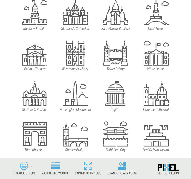线图标设置世界视野相关的线性图标图片下载
