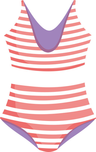 条纹布基尼泳装卡通孤立设计图片下载