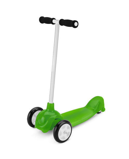 孩子的绿色的滑板车图片下载