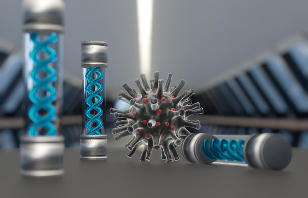 实验室背景下的未来概念冠状病毒COVID-19疫苗。图片下载
