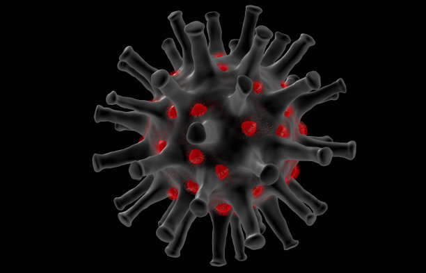 危险的冠状病毒COVID-19分离物(黑色背景)图片下载