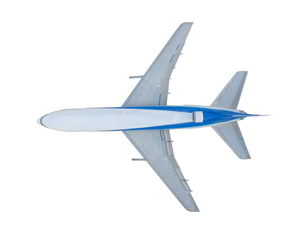 鸟瞰图一个真实的飞机，飞机，或飞机孤立在白色背景上旅行旅行和交通概念背景。飞行汽车。图片下载