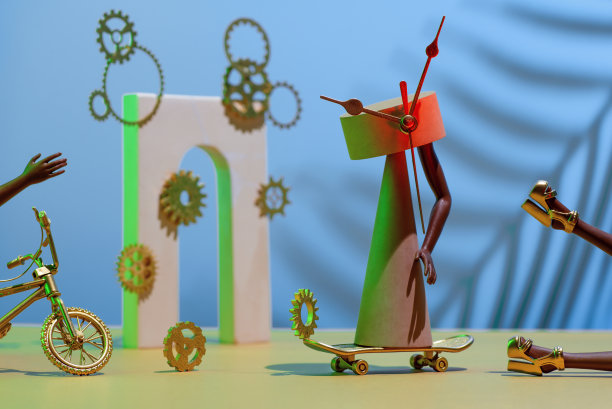 组成齿轮，人物，拱门，腿和手，自行车和滑板，概念缺乏时间，期限图片下载